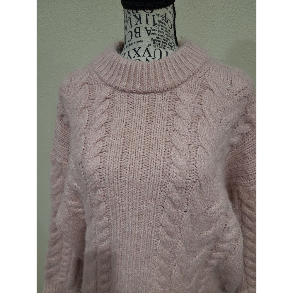 A New Day Mauve Chunky Cable Knit Crewneck Sweater Women SZ XL drop shoulder - Picture 2 of 11